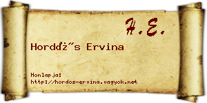 Hordós Ervina névjegykártya